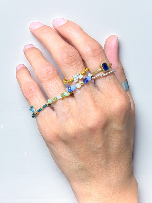 Crystal Beaded Ring Set (5-Piece)