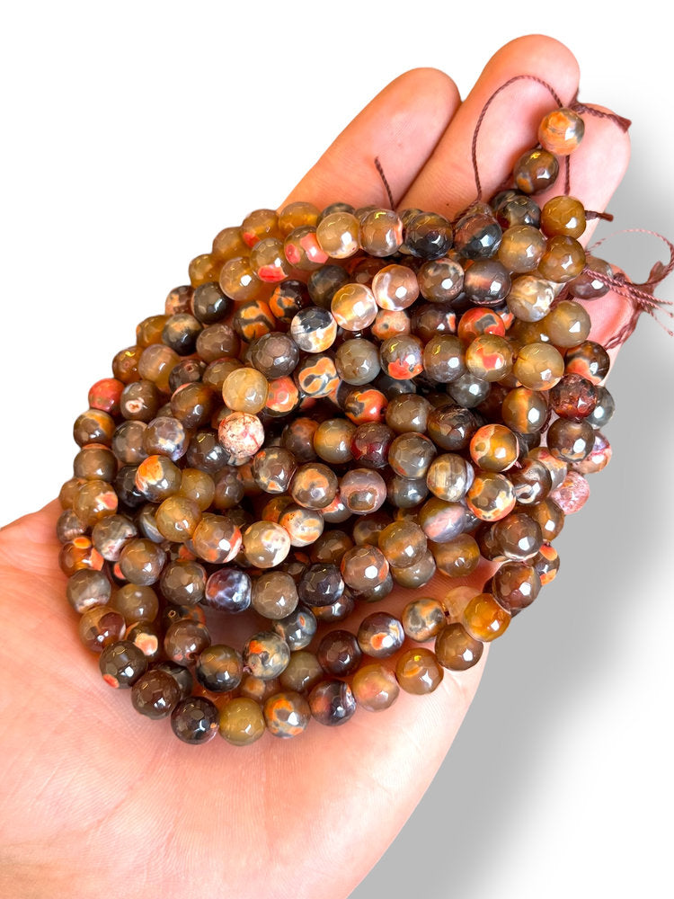 Faceted Agate Natural Stone 8mm