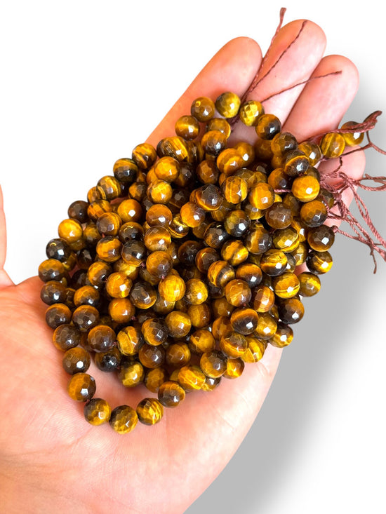 Faceted Tiger Eye Natural Stone 8mm