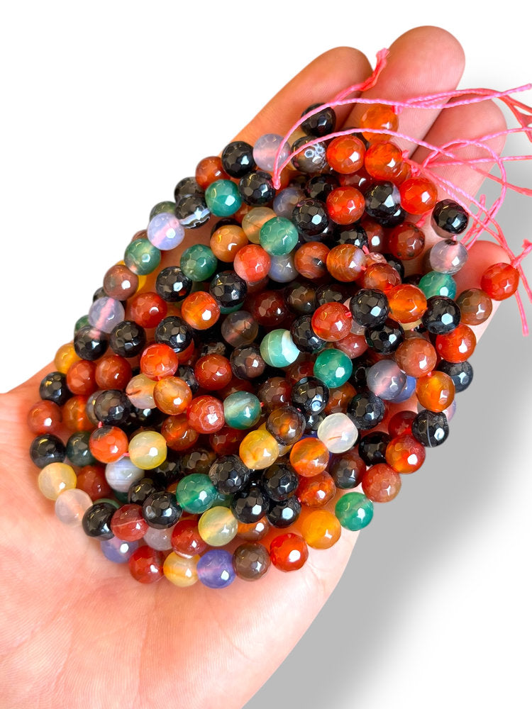 Faceted Agate Natural Stone 8mm