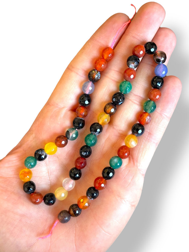 Faceted Agate Natural Stone 8mm