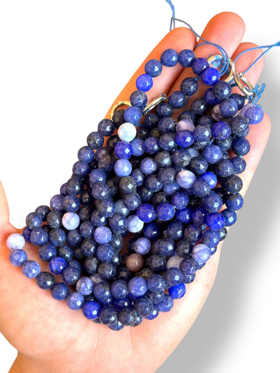 Faceted Lapis Natural Stone 8mm