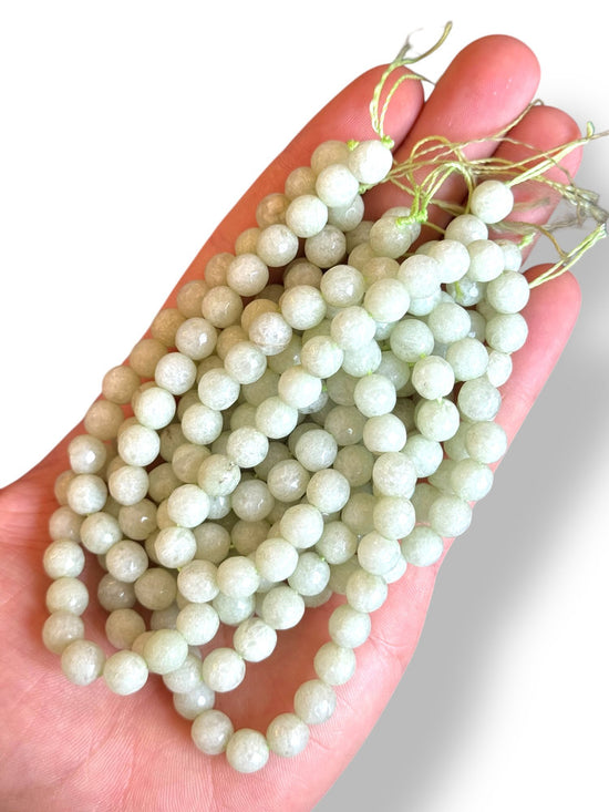 Faceted Prehnite Natural Stone 8mm