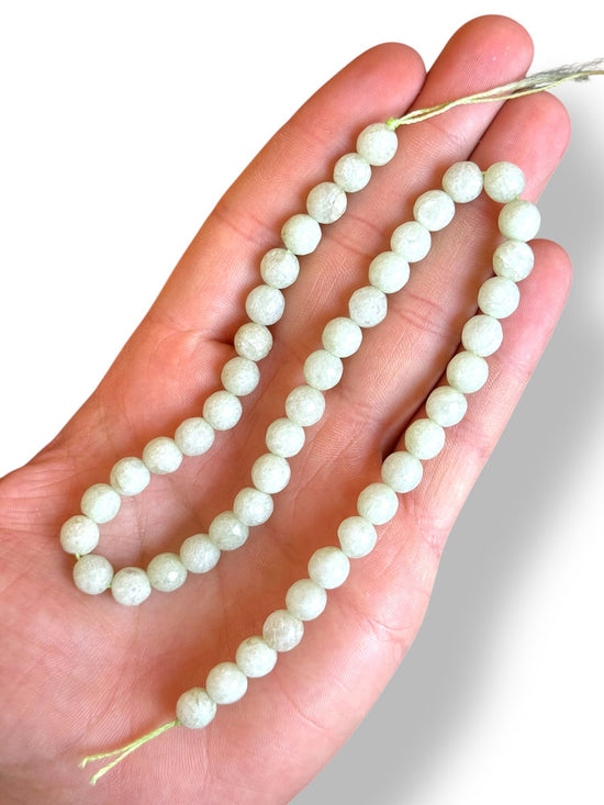 Faceted Prehnite Natural Stone 8mm