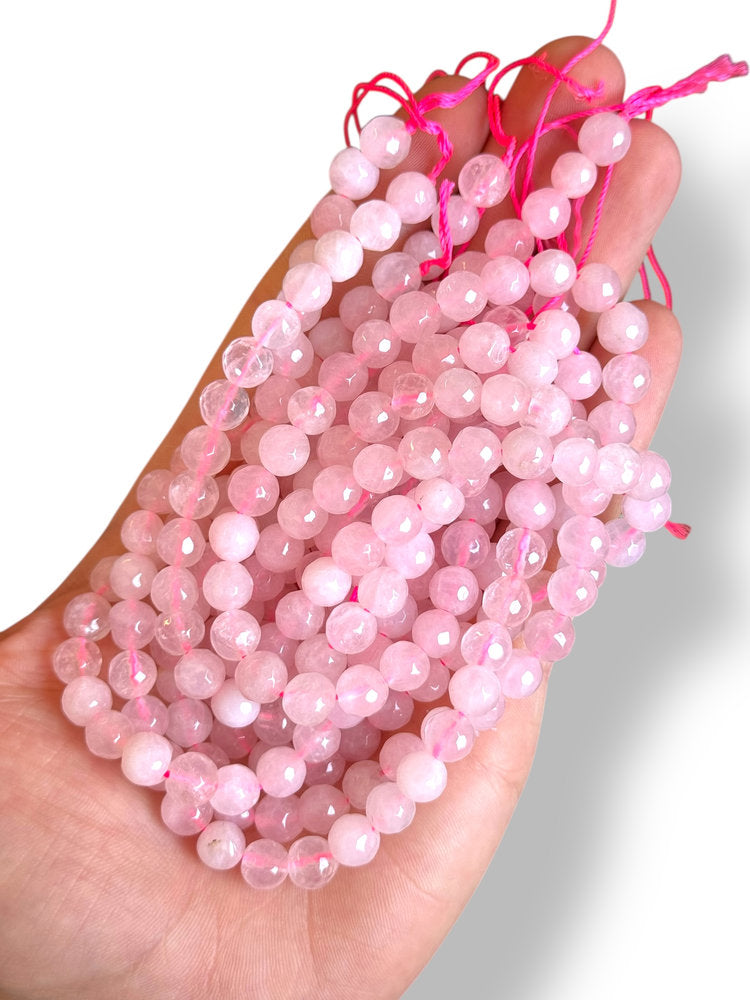 Faceted Rose Quartz Natural Stone 8mm