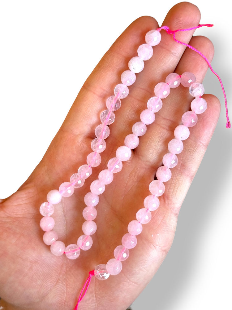 Faceted Rose Quartz Natural Stone 8mm